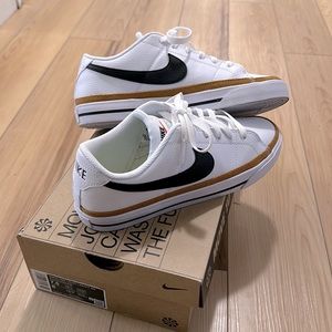 NIKE COURT LEGACY NECT NATURE Womens Shoes Black White Gold Orange 7.5